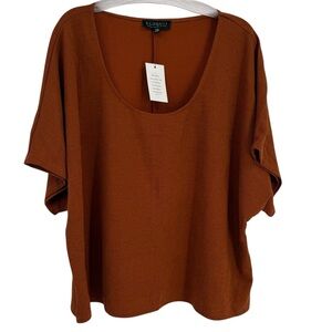 Eloquii Short Sleeve Boxy Top NWT Size 18/20 Textured Brown Scoop Neck Pullover
